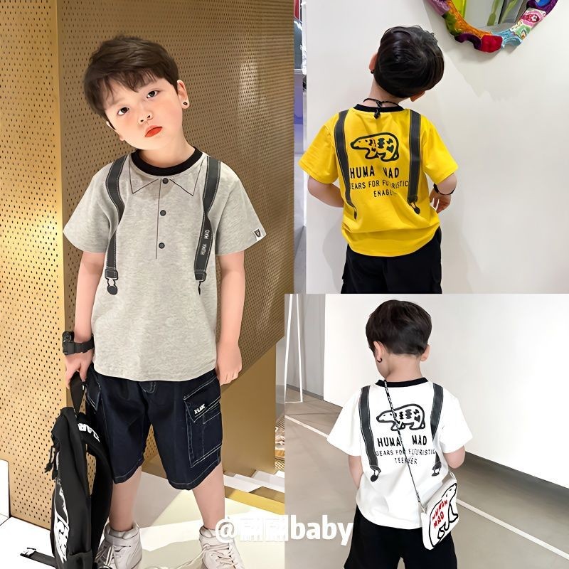 Cotton children's t-shirt baby boy cartoon print quick-drying breathable short-sleeved t-shirt