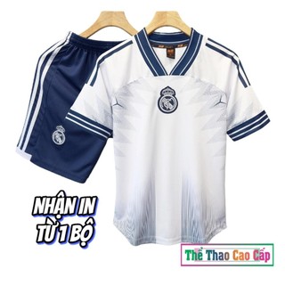 [Có in tên số/Hàng Mè hàn] Bộ quần Áo Đá Bóng Real madrid cổ V mè hàn cao cấp, logo thêu đẹp lắm