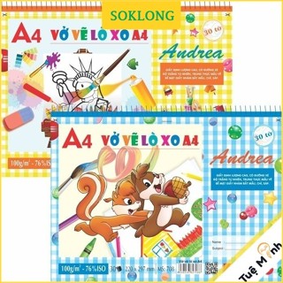  Vở vẽ mỹ thuật lò xo xé bìa ngộ nghĩnh A4 Klong 30 tờ sổ vẽ màu sáp chì bề mặt nhám dày dặn 