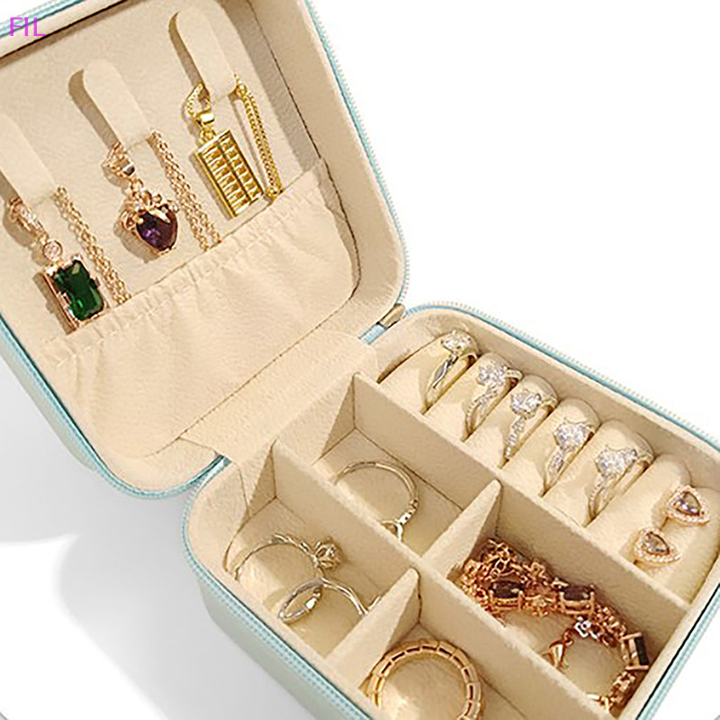 FIL Portable Travel Display Jewelry Case Boxes Earring Ring Display Organizer Box Necklace Ring Port