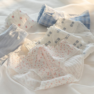 Nơ Ngọt Ngào Nhỏ Hoa Ren Nguyên Chất Cotton Đáy Giữa Eo Học Sinh Cô Gái Tam Giác Nữ P