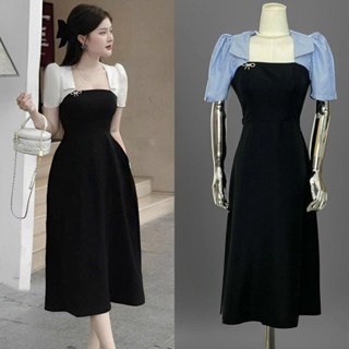  Đầm Dự Tiệc Cổ Vuông Vải Cotton Lạnh Phối Lụa 50 - 100Kg Thời Trang Nữ Béo Xinh Shop 