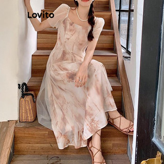 Đầm Lovito họa tiết hoa phong cách thường ngày cho nữ LNA65325