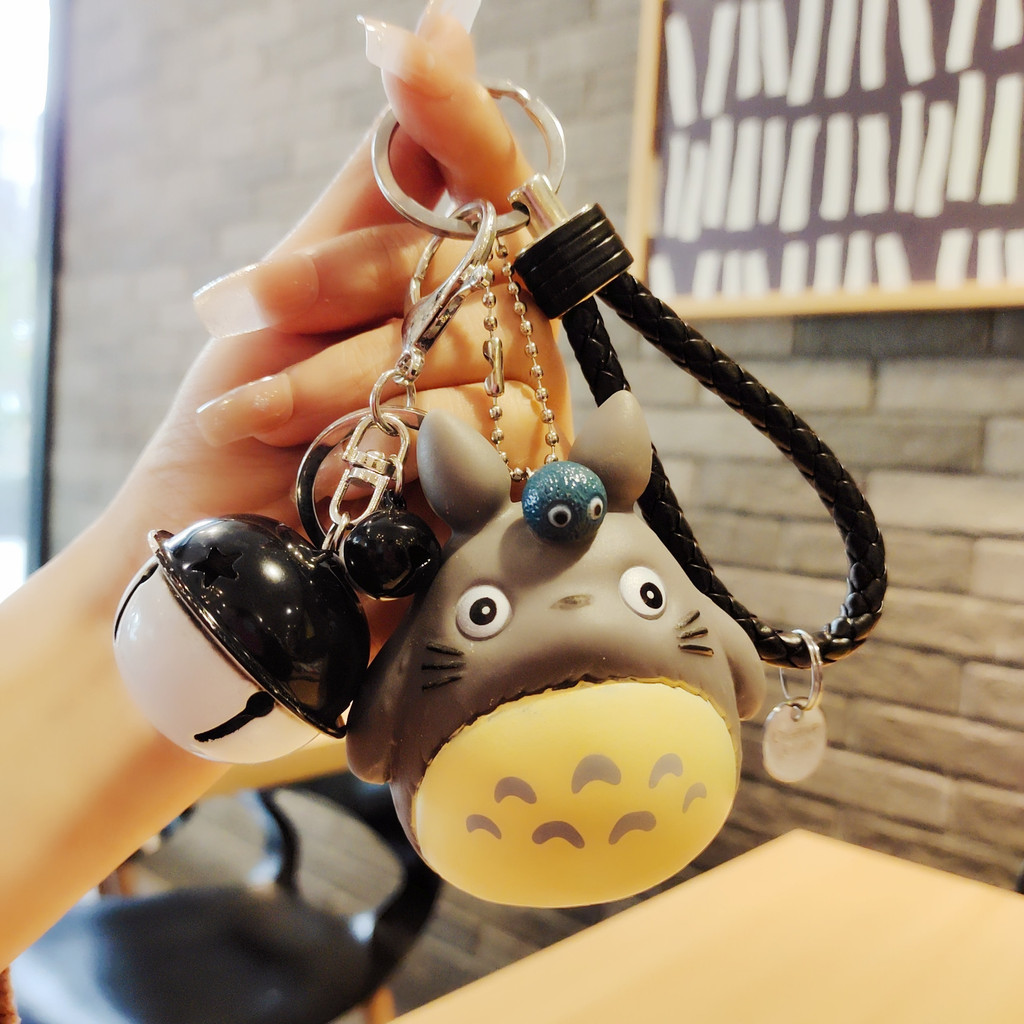 Móc khóa dây bện hoạt hình Totoro có chuông phong cách Nhật Bản dễ thương chất liệu nhựa cao cấp