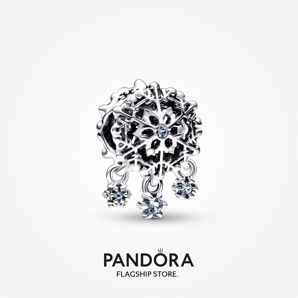 Hàng Chính Hãng 100% PANDORA S925 Bạc Trang Sức Vòng Tay Mặt Dây Chuyền PANDORA Icy Bông Tuyết Thả C