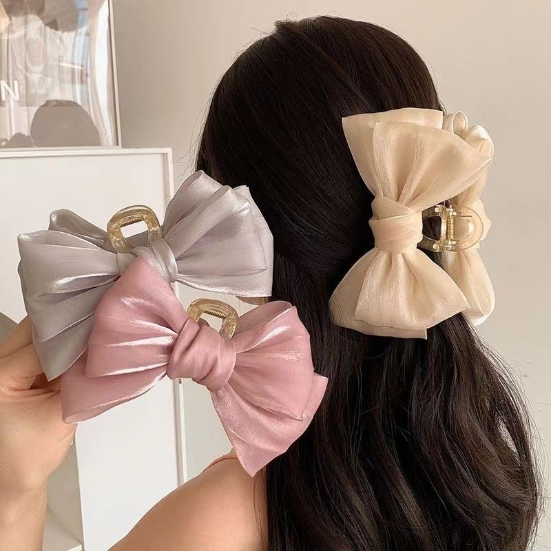 Kẹp Tóc Càng Cung Nơ Lớn Voan Lụa Xinh Xắn Ngọt Ngào MIYUNA