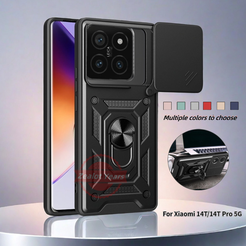 Ốp Lưng Cho Xiaomi 14T Pro 5G Mi 14T 5G 14TPro Vỏ Điện Thoại Giáp Vòng Giá Đỡ Vỏ Chống Sốc Đẩy Kéo Bảo Vệ Camera Ốp Lưng