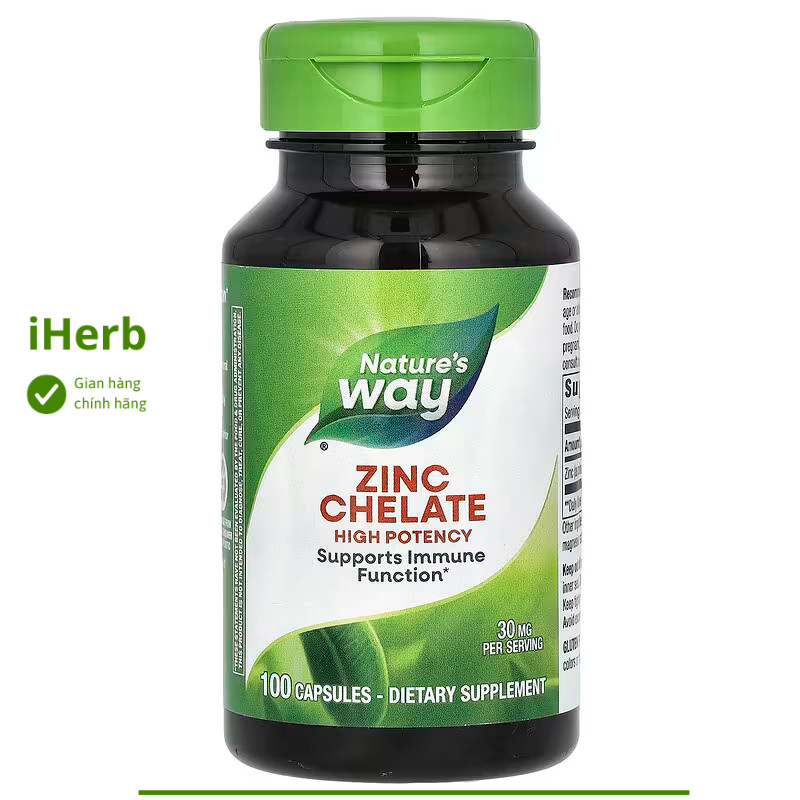 Viên uống tăng cường miễn dịch Zinc Chelate 30 mg Nature's Way ( 100 viên) - iHerb Việt Nam