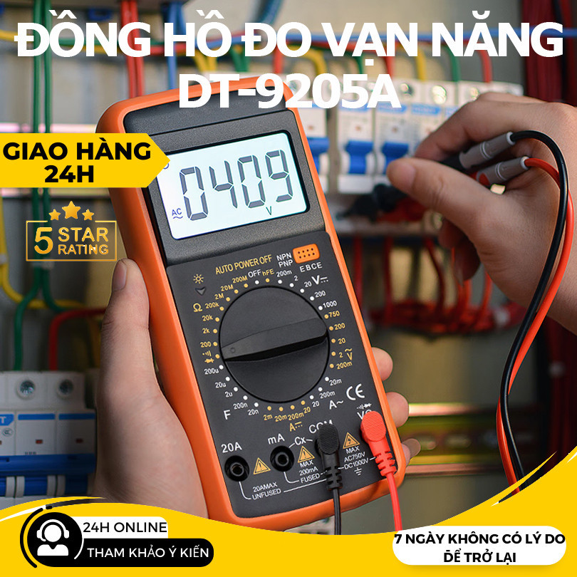 [HCM] Bộ 1 Đồng hồ đo vạn năng Excel DT9205A Thích hợp cho thợ điện tử hay học sinh sinh viên học tậ