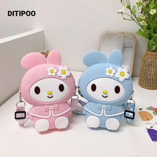  Túi đeo chéo Mini DITIPOO Túi nhỏ công chúa silicon Túi xô hoạt hình thỏ hoa dễ thương cho bé gái 