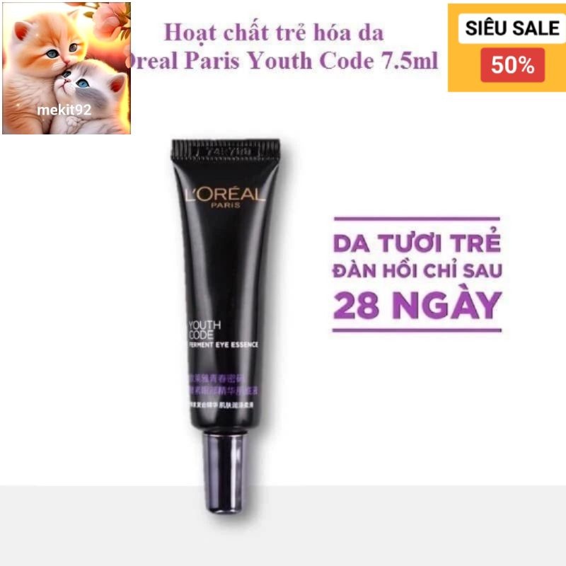 DATE CẮT - Hoạt chất trẻ hóa da Loreal Paris Youth Code 7.5ml