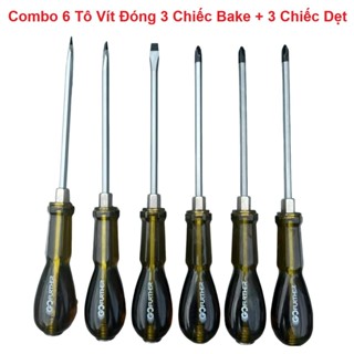 Combo 6 tô vít đóng gồm 3 tô vít dẹt 2 cạnh và 3 tô vít nhọn bake đầu có từ Gofuther