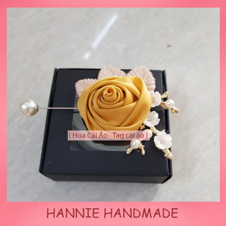 Hoa Cài Áo Handmade  hoa hồng cuộn mix phối phụ kiện [𝗛𝗔𝗡𝗡𝗜𝗘 𝗛𝗔𝗡𝗗𝗠𝗔𝗗𝗘]