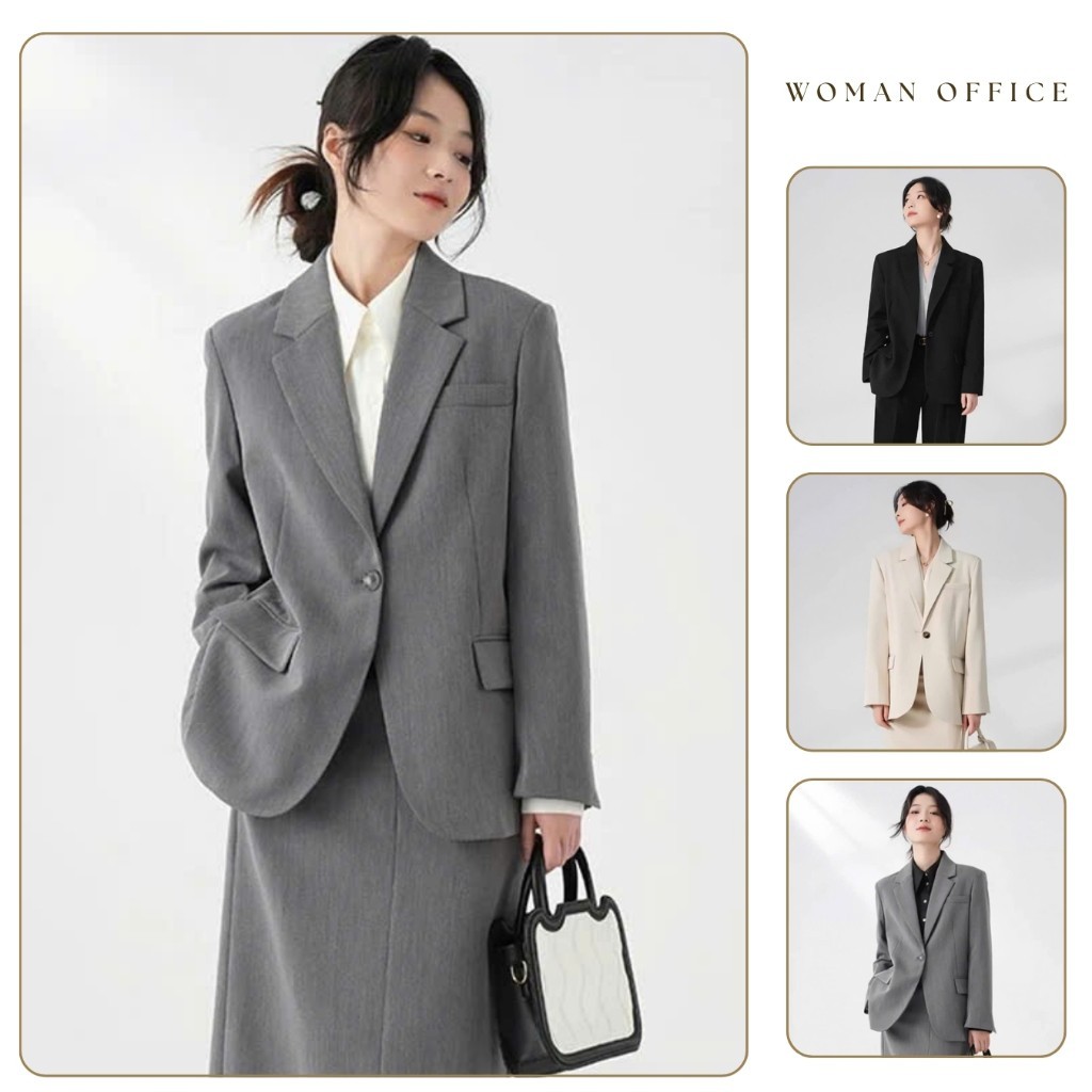 Áo blazer nữ công sở nữ chất dày dặn it nhăn 2 lớp cao cấp áo khoác vest nữ có độn vai nhiều màu bas