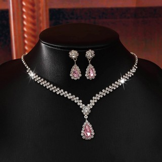 Bộ vòng cổ và bông tai mặt dây chuyền hợp kim 2 trong 1 Trang sức cưới cho nữ