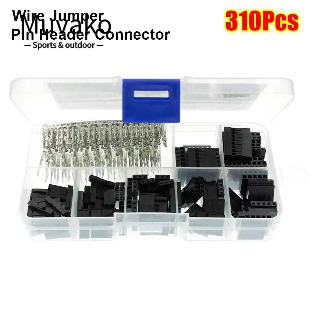 MUVAKO 310 Cái / bộ Dây Nhảy, 2.54mm Có Hộp Pin Header Connector, 1-8P Nữ Pin Connector Nam Crimp Pi