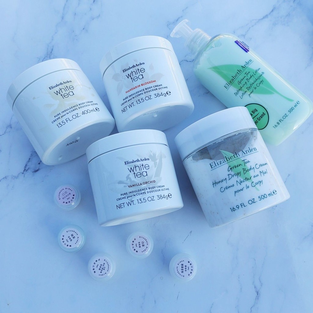 Premium Selection#Elizabeth Arden Body Lotion Trial Sample Green Tea White Tea Wild Rose Orange Blos