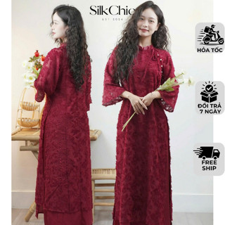  Áo Dài Cách Tân Lông Vũ SC679 Áo Tay Lở Phối Buộc Nơ Cách Điệu Siêu Xinh Dễ Mặc Dịp Lễ Tết 2026 