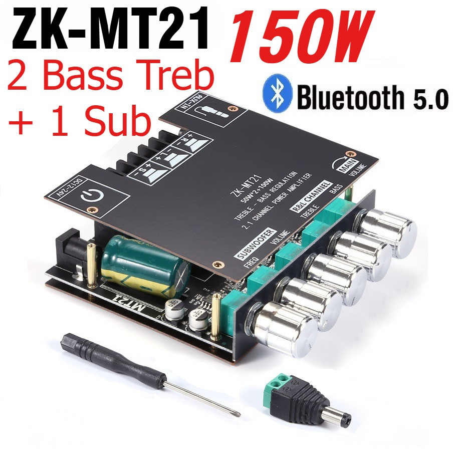 Mạch loa 2.1 ZK-MT21 Bluetooth 5.0 TPA3116D2 2 kênh bass 50W + sub 100W Mạch khuếch đại âm thanh Cla