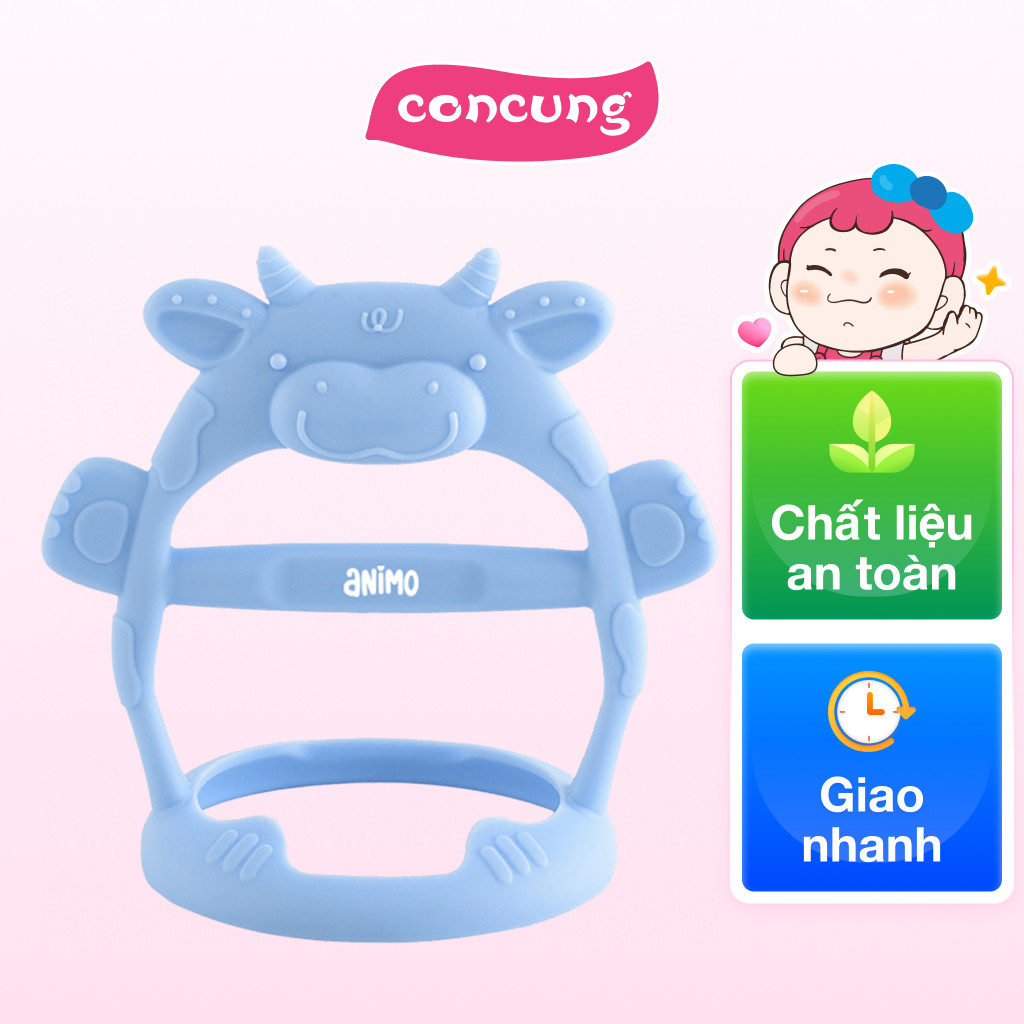Gặm nướu vòng tay Silicone con bò Animo (xanh dương)