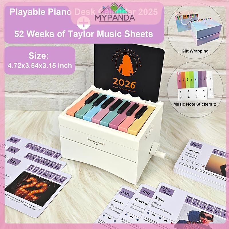 Lịch Đàn Piano MYPANDA 2026 Lịch Để Bàn Đàn Piano Có Thể Chơi Được, Lịch Đàn Piano Mini Swift Với 52