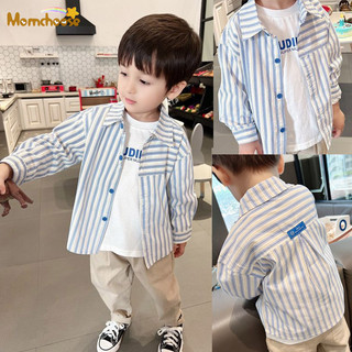 Áo sơ mi dài tay sọc momchoos bé trai, áo sơ mi trẻ em