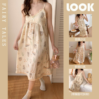  Váy ngủ big size nữ 50-90Kg đầm ngủ mặc nhà in hoạt hình cute dễ thương mùa hè 