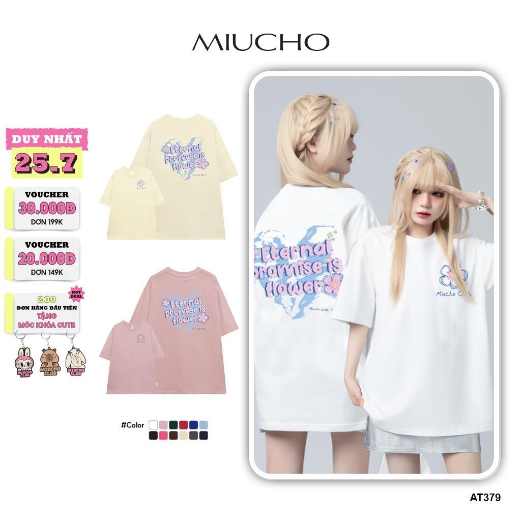 Áo Thun Unisex Form Rộng At379 Miucho Basic Tee Tay Lỡ Dành Cho Nam Nữ In Graphic