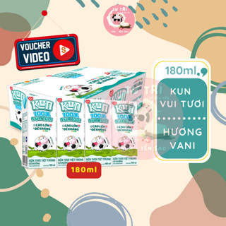    HSD 13.08.25   Sữa Kun Tươi vui 180ml hương vani thùng 48 hộp. 
