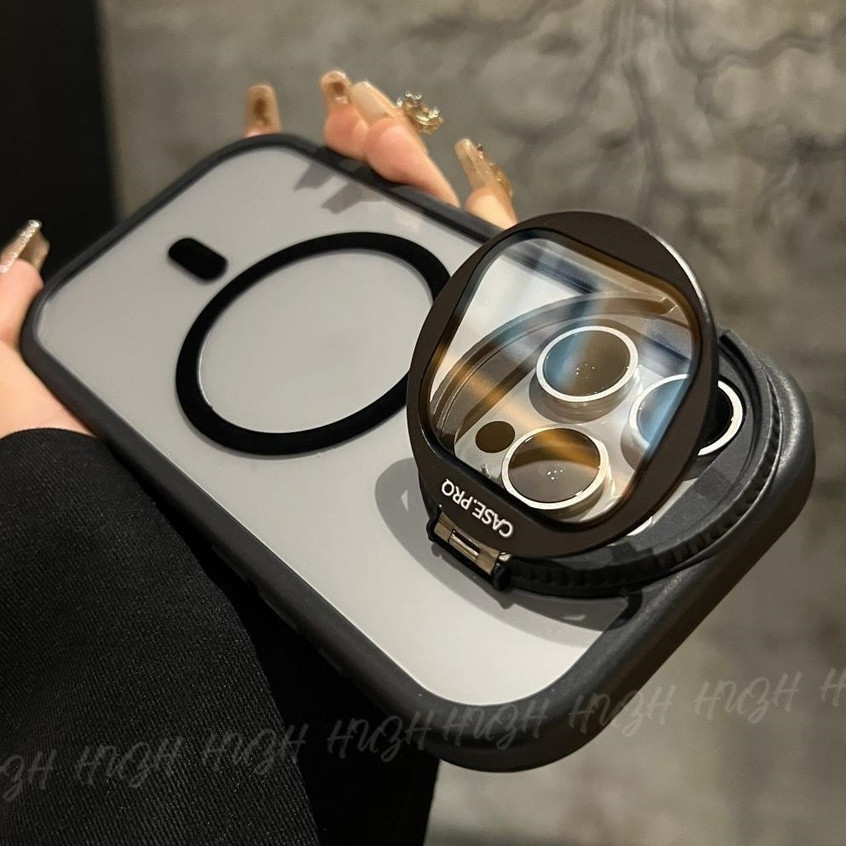 Ốp điện thoại từ tính Giá đỡ ống kính máy ảnh sang trọng cho iPhone 16 15 14 13 12 11 Pro Max