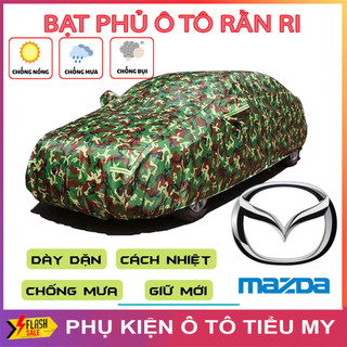 Bạt Phủ Xe Ô Tô Vải Dù Rằn Ri MAZDA 2, Mazda 3, Mazda 6, CX5, CX8, CX9, BT50, có khóa kéo cánh cửa