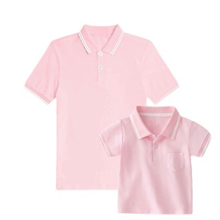 Soffny Màu Hồng Bố Và Con Trai Cotton Áo Sơ Mi Nam Oversize Áo Sơ Mi Cotton Tay Ngắn Áo Thun Áo Bé Trai Bé Gái Trẻ Em Bộ Gia Đình Trẻ Em Mặc
