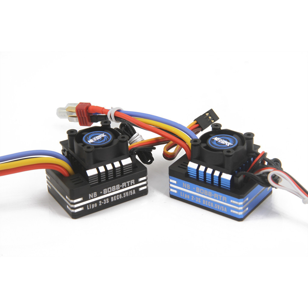 Neebrc Chống Thấm Nước 60A 80A Kim Loại Chải ESC 2-3S BEC 25mm RC Quạt Làm Mát Tản Nhiệt Cho 540 550