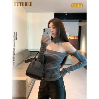 FUTHREE áo len cardigan áo khoác cardigan Hàn Phong INS thời trang Trendy WCS2470K5U 30Z240722