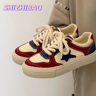 Shizhibao Giày vải canvas cổ điển hình ngôi sao nhỏ giá trị cao dành cho nữ Giày phù hợp màu đế dày phù hợp