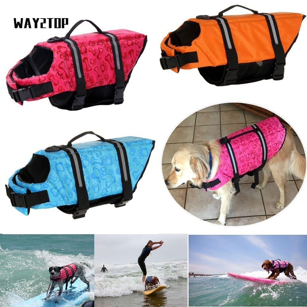 WAY2TOP Áo khoác cứu sinh cho chó Thời trang Dải phản quang Thuyền Puppy Surf Saver Coat