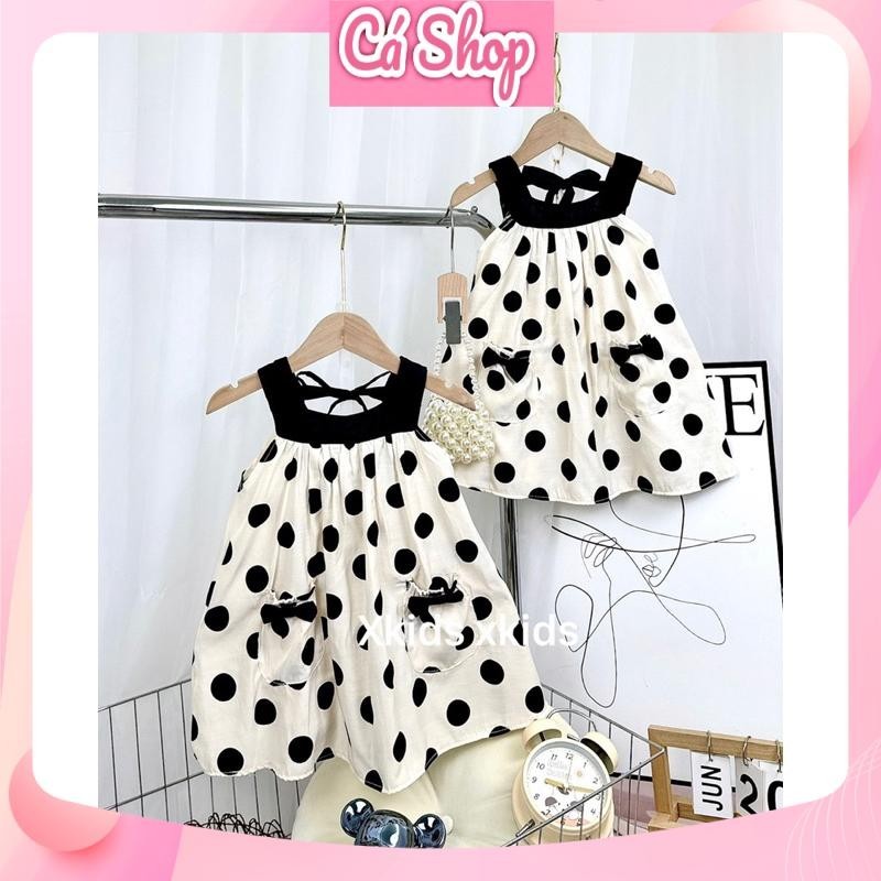 Xả Váy đầm chấm bi đen CS28 cho bé gái