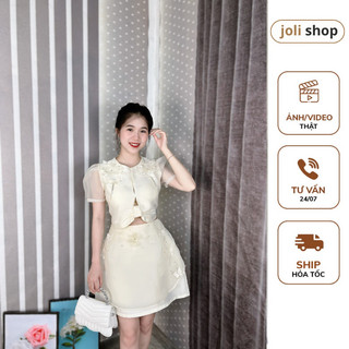 Váy Dự Tiệc Trễ Vai Tafta Dáng Ngắn Chiết Eo Đính Hoa Nơ Nhẹ Nhàng Nữ Tính Diện Đi Chơi,Đi Tiệc