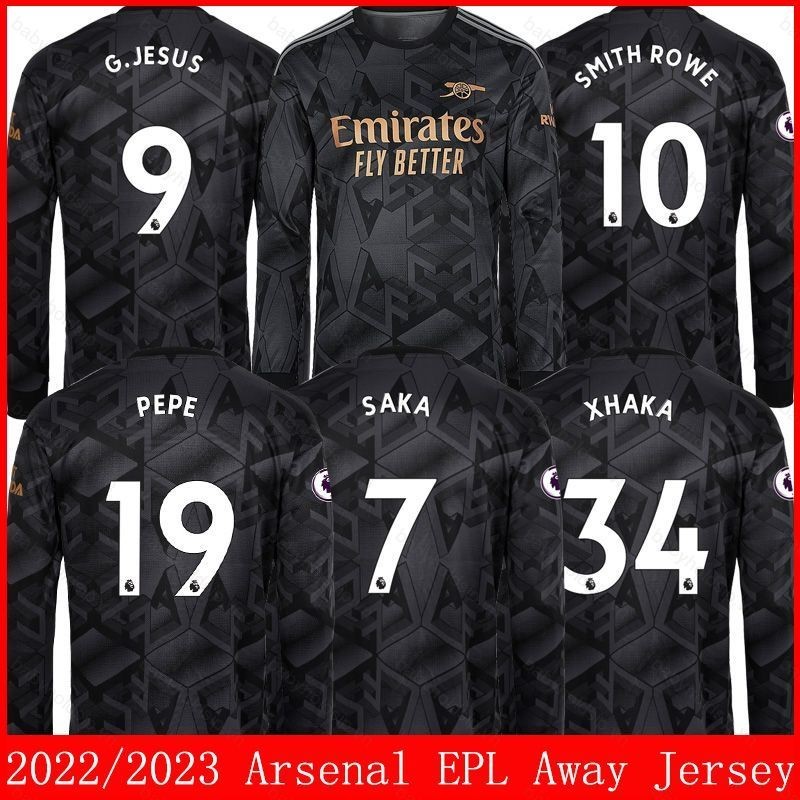 Jersey 22 / 23 Arsenal Sân Khách Áo Bóng Đá Dài Tay Pepe Saka Smith Rowe Chúa Giêsu Xhaka Áo Plus Kích Thước