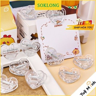 Kẹp giấy hình trái tim trong suốt K62 kẹp bướm mini dễ thương kẹp tài liệu giấy chắc chắn