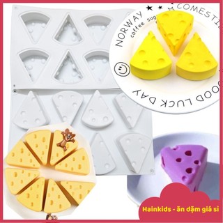 Khuôn phô mai silicon 4d hình tam giác làm pudding, thạch phô mai trà sữa, trà nhiệt đới, 4dcó lỗ, phomai jelly/chân mèo