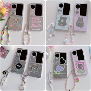 Ốp Lật Gương Mỏng Thời Trang OPPO Find N3 N2 Flip Casing Vòng Tay Dây Đeo Cổ Tay Họa Tiết Sáng Tạo Ốp điện thoại PC Cứng Chống Sốc