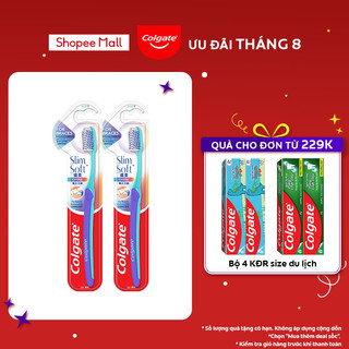 Bộ 2 bàn chải Colgate Slimsoft Ortho lông chải mềm mại xếp hình U cho người niềng răng