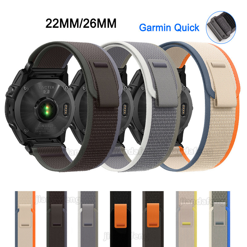 Dây đeo cổ tay dệt Nylon Garmin Quick Fit Dây đeo cho Garmin Fenix 7 6 5 plus 7X 6X 5X Bản năng 2 Forerunner 935 945 965 955 745 Quattrox 5 Descent mk1 mk2 Approach s62 s70