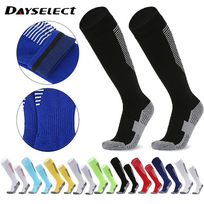 Dayselect 1 Cặp Tất Bóng Đá Sọc Ống Dài Chống Trơn Trượt Thoáng Khí Nén Người Lớn Trẻ Em
