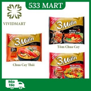 [GÓI LẺ] Mì 3 Miền Gold vị Tôm chua cay/ Bò hầm rau thơm 75g