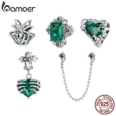 Bamoer 925 Sterling Sliver Charm Halloween Skull Xanh Trang Sức Thời Trang Quà Tặng Cho Trẻ Em Nam