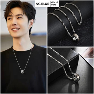  Vòng cổ dây chuyền lồng nhẫn nam nữ bạc đẹp hình chữ thập đính đá nhẫn dây mắt xích phụ kiện trang sức dáng dài 60cm 