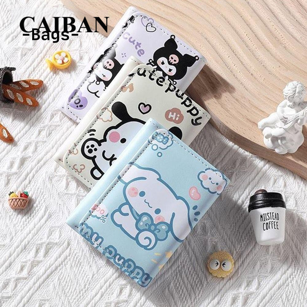 BOOCEAN Ví ba lần, Ví ngắn bằng da PU Kuromi Pochacco Cinnamoroll, Phim hoạt hình đa khe đựng tiền đa chức năng dành cho nữ