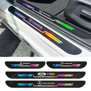 4 2024 Xe Mới Laser Sill Miếng Dán Cửa Xe Ngưỡng Dải Chống Trầy Xước Chống Nước Cầu Vồng Bảo Vệ Cửa Xe Ô Tô Cho Xe Toyota Honda Mitsubishi Ford Mazda Hyundai